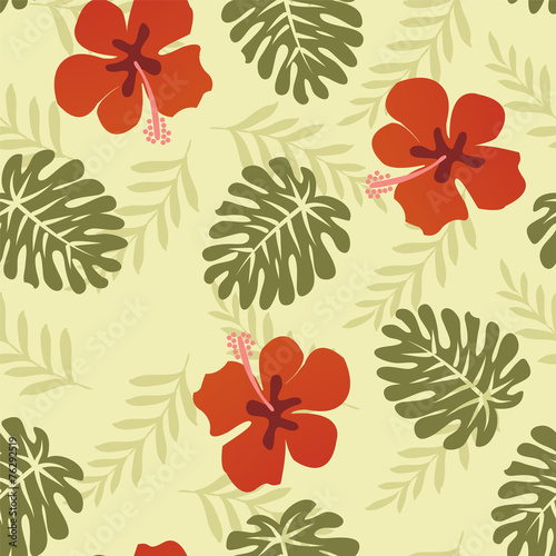 Hawaiian Pattern Tropical leaves - Illustration