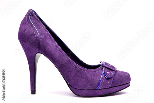 Purple High Heels on a White Background