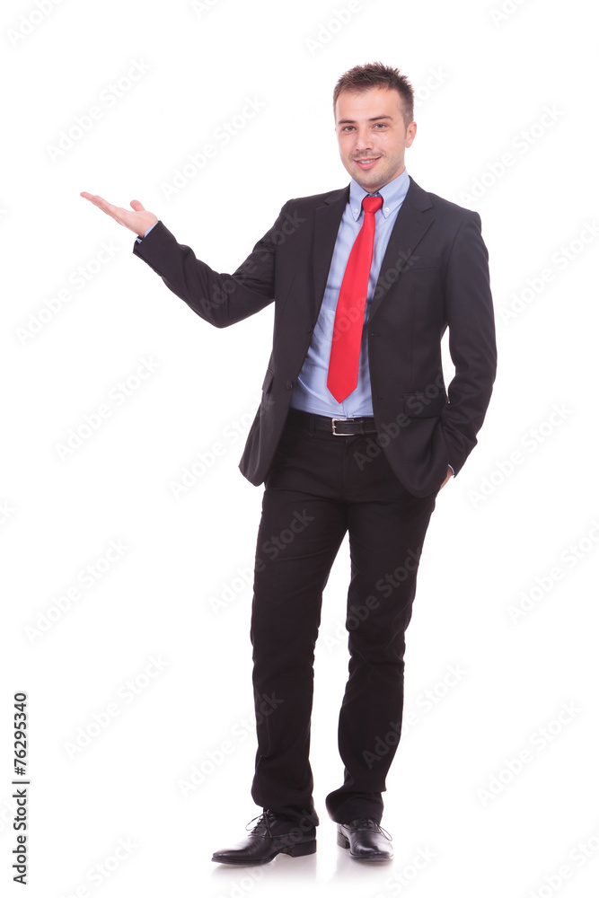 handsome business man presenting handsome business man presenting
