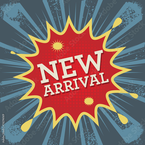 Comic explosion with text New Arrival, vector