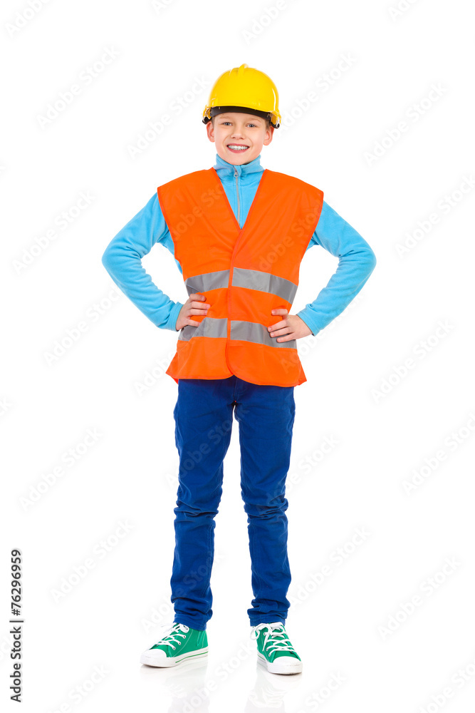 Young construction worker posing