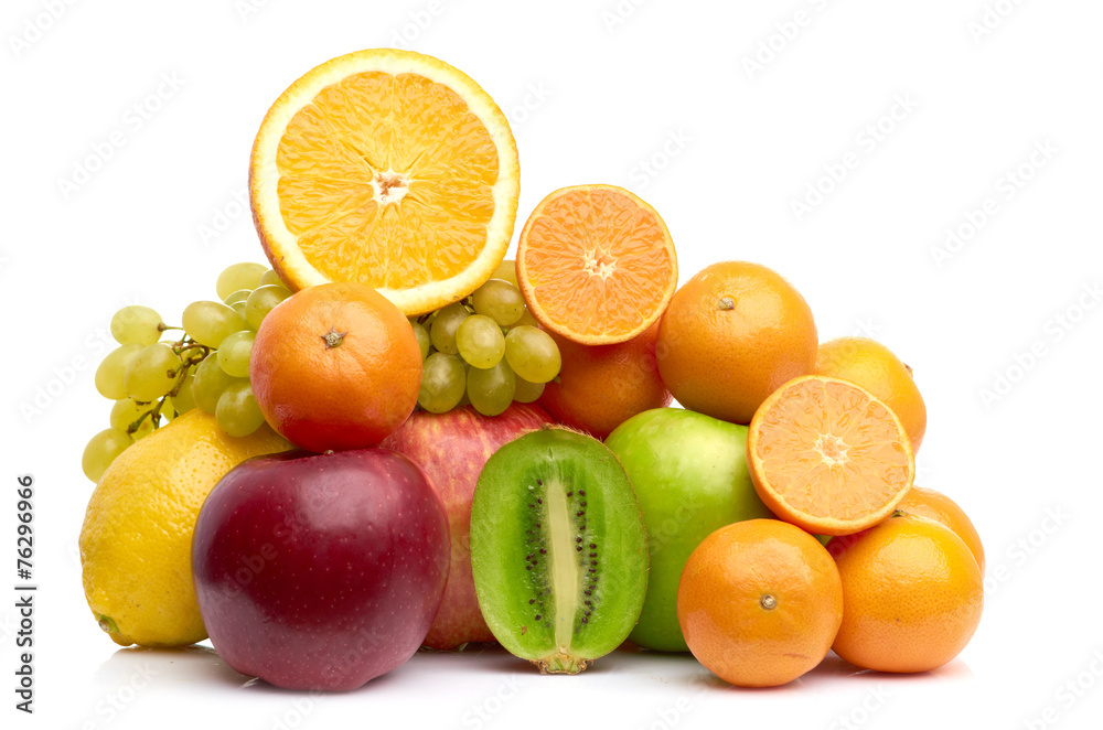 Composition with fruits isolated on a white Composition with fruits isolated on a white