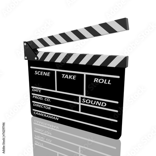 Clapper board on white background