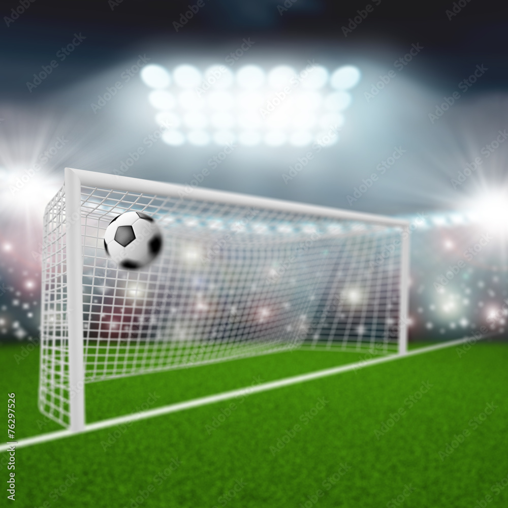 Fototapeta premium soccer ball flies into the goal