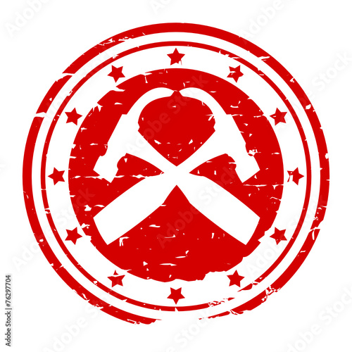 Big red round stamp with two hammers - vector svg
