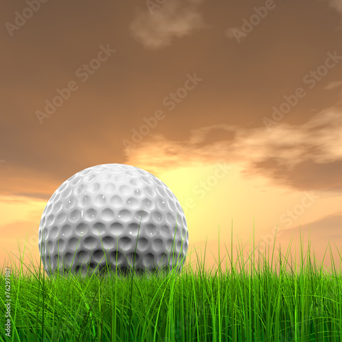 Sunset sky and a golf ball