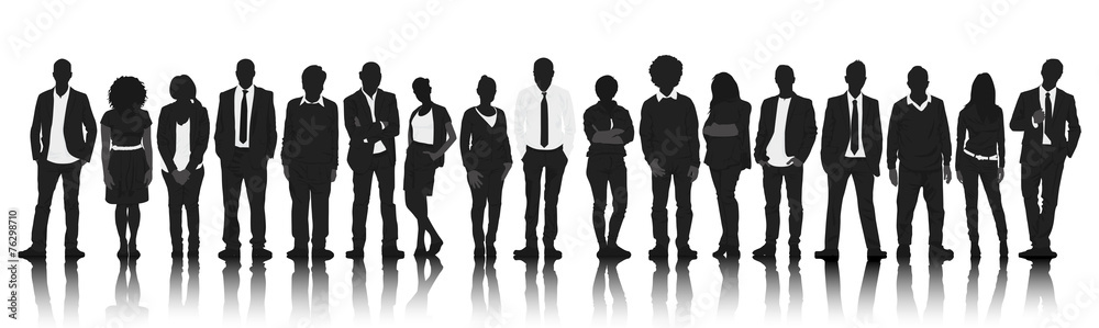 Silhouettes Group People Row Team Teamwork Concept - obrazy, fototapety, plakaty 