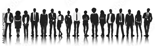 Silhouettes Group People Row Team Teamwork Concept photo