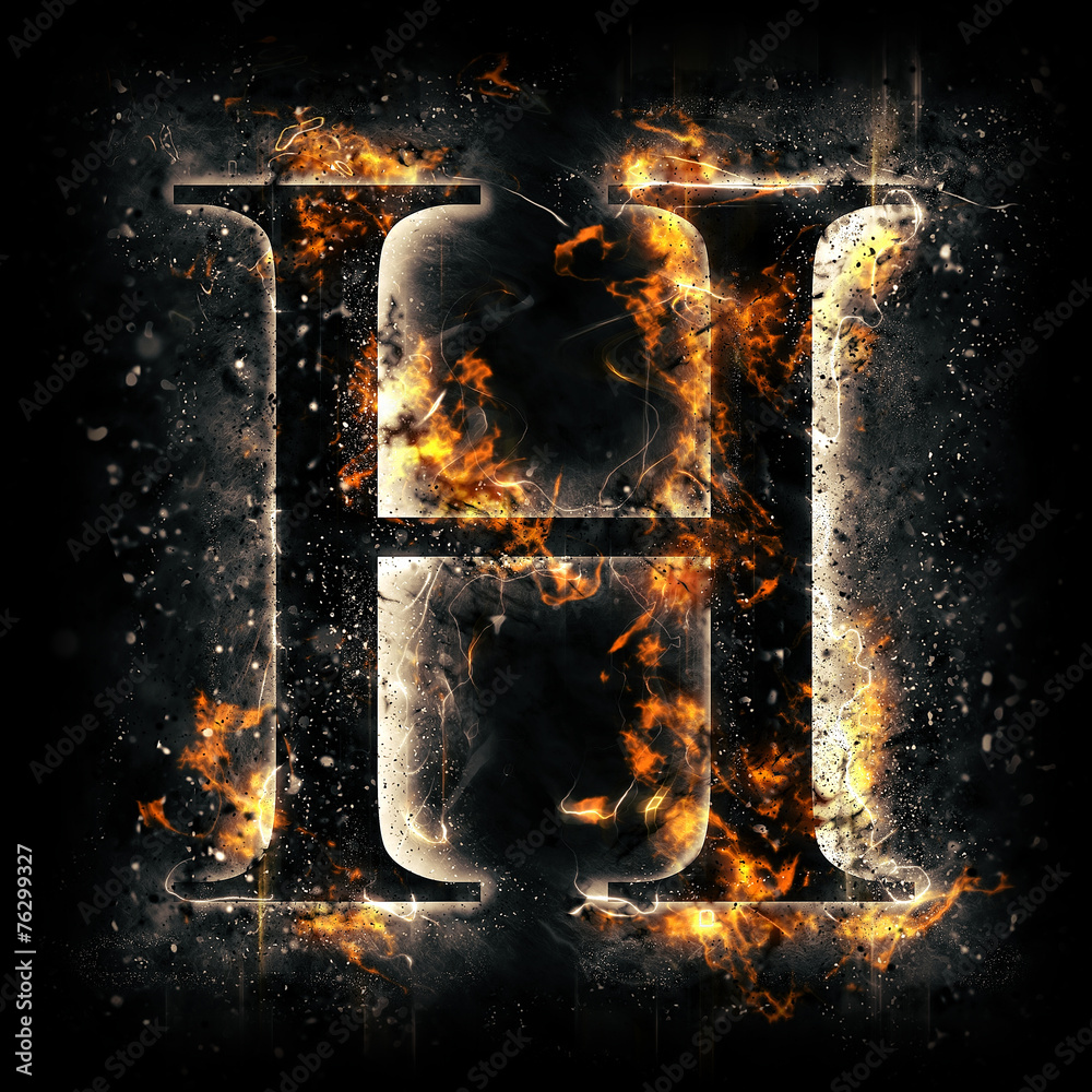 Fire alphabet. Letter H. Stock Illustration