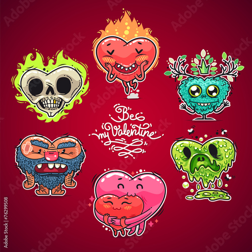 Cartoon Valentine Hearts Set