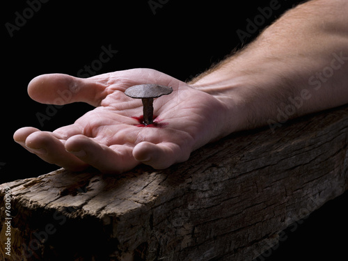 Hand of Christ, nailed to the cross