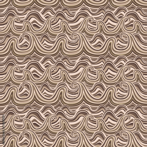 Seamless wavy pattern. Vector river ocean, wallpaper, ornament,