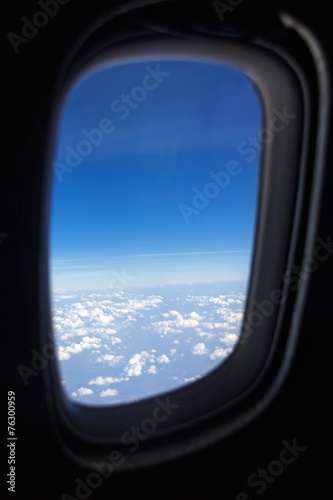 Panorama of blue sky from the airplane