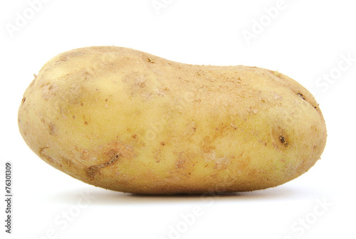 Front view of potato on white background.