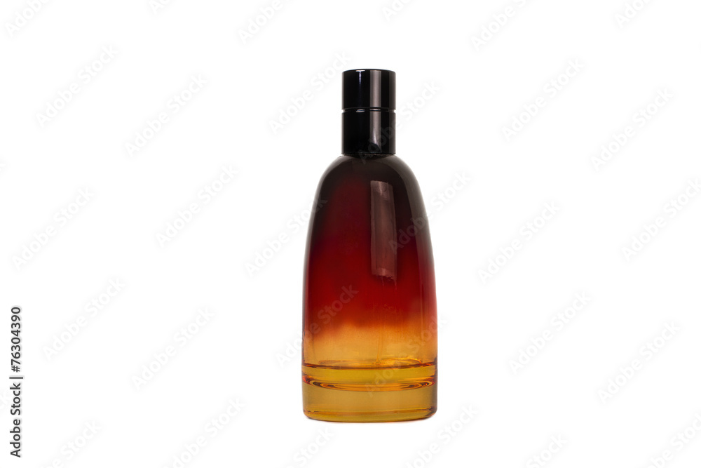 Frasco de perfume sobre fondo blanco aislado. Vista de frente. Copy space  foto de Stock | Adobe Stock