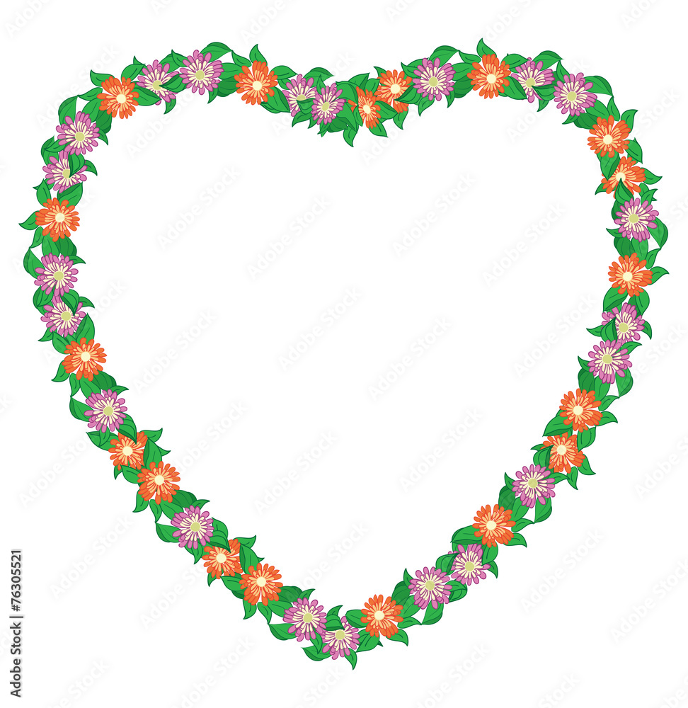 floral heart with flowers - vector frame floral heart with flowers - vector frame
