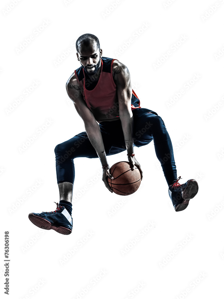 african man basketball player jumping silhouette