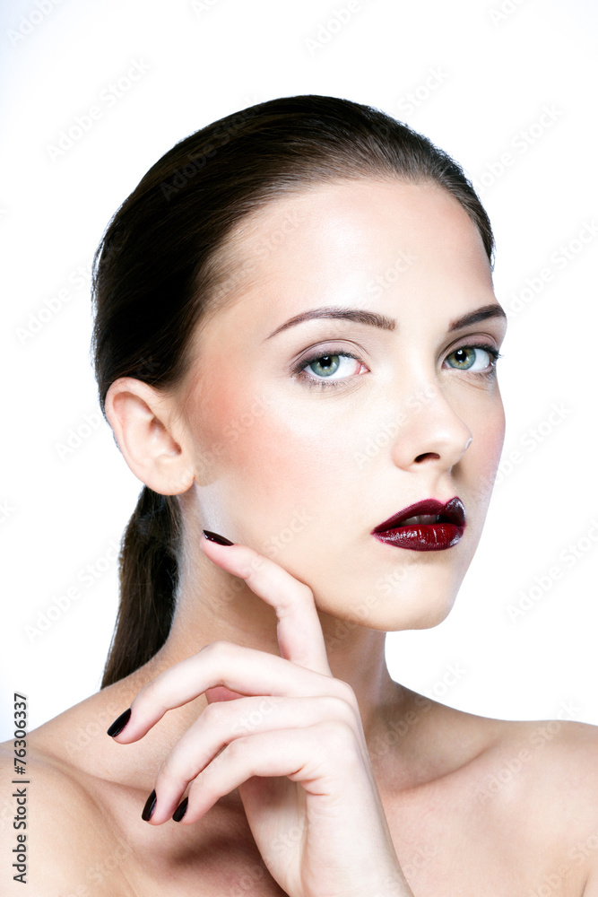 Beaty portrait of a young attractive woman with clean face