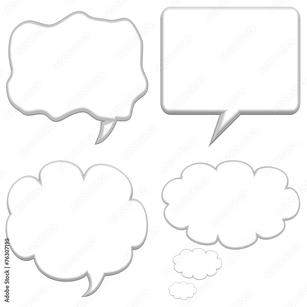 Set of four large speech bubbles