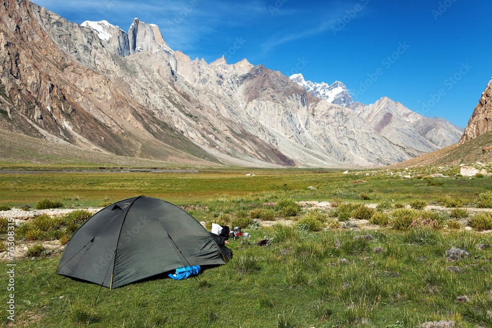 Tent in Himalayan mountains