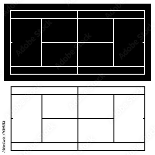 Tennis court isolated on white