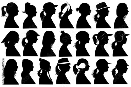 Illustration of women profiles isolated on white