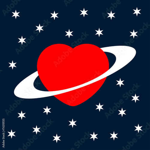 Valentine's greeting card  heart as a planet