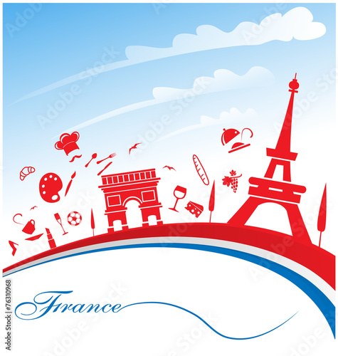france background with flag and symbol