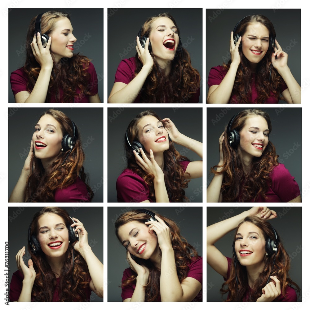 Obraz premium Collage of woman different facial expressions.