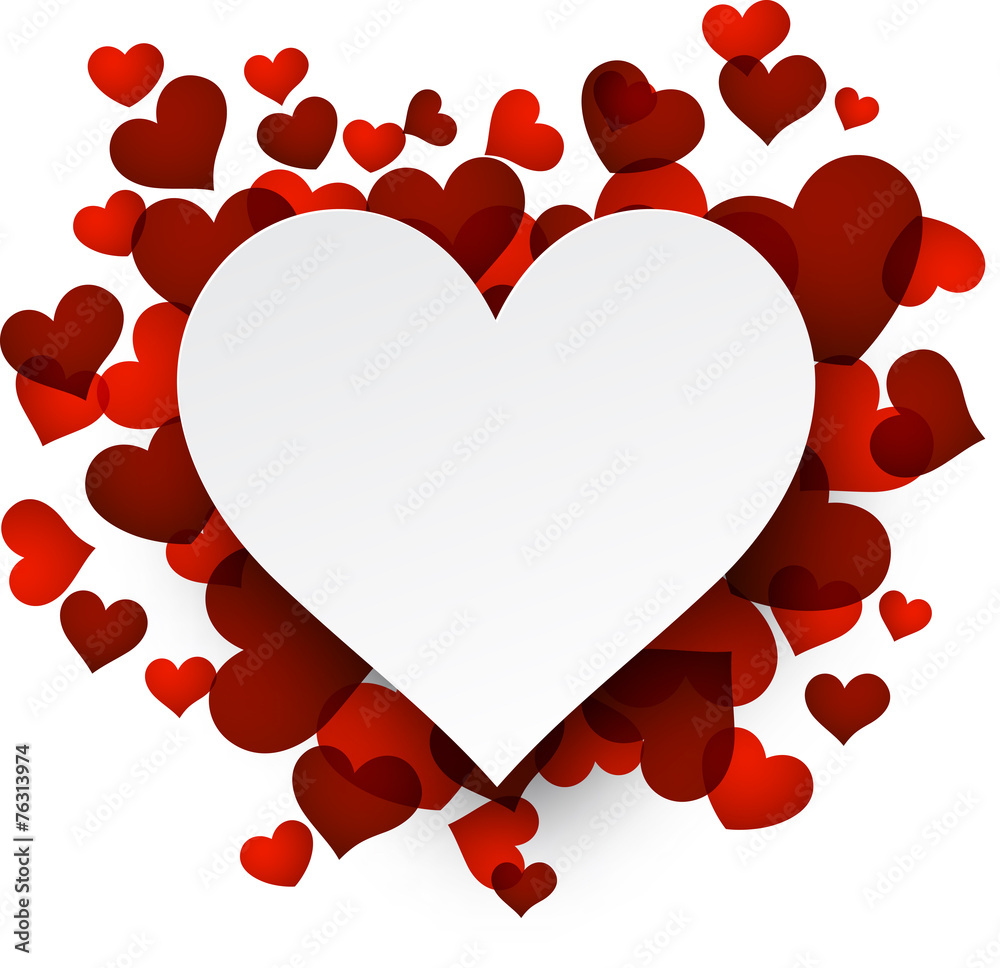 Valentine's background with red hearts. - obrazy, fototapety, plakaty 