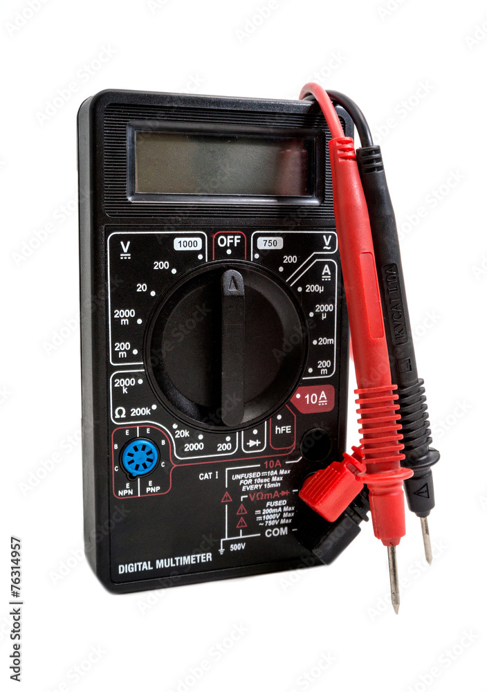 Digital multimeter on white background Digital multimeter on white background