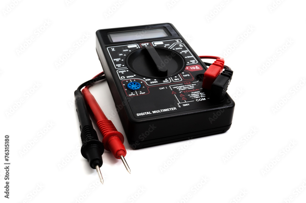 Digital multimeter on white background Digital multimeter on white background