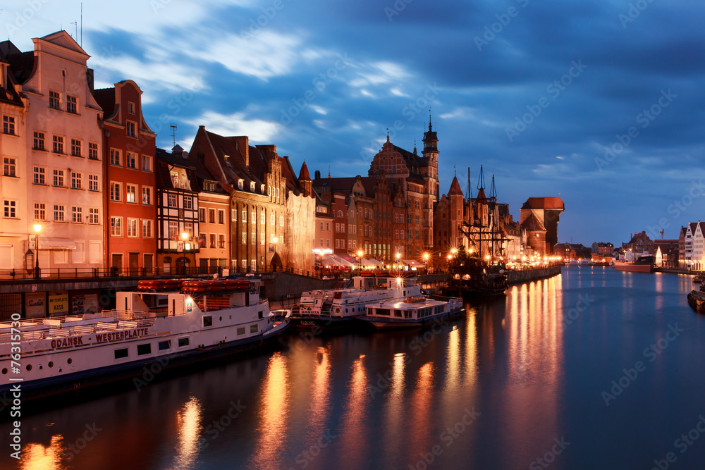 Old town of Gdansk at Motlawa river