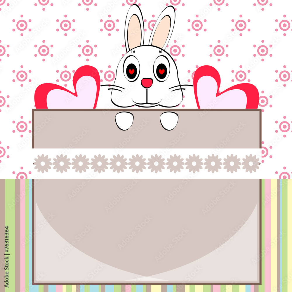 bunny cartoon and frame card vector design