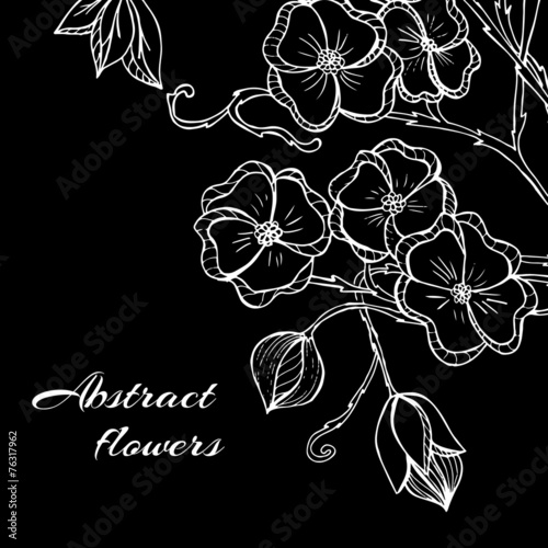 Fototapeta Naklejka Na Ścianę i Meble -  Abstract background with flowers in black and white style