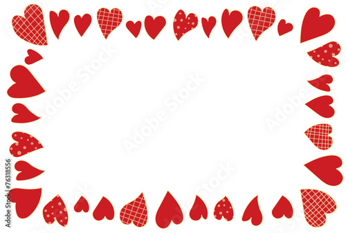 A rectangular frame with hand drawn red hearts