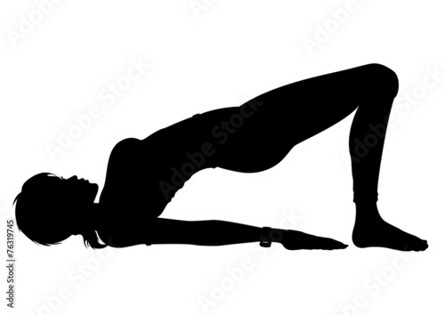 Silhouette Girl in the Yoga Bridge Pose (Setu Bandhasana)