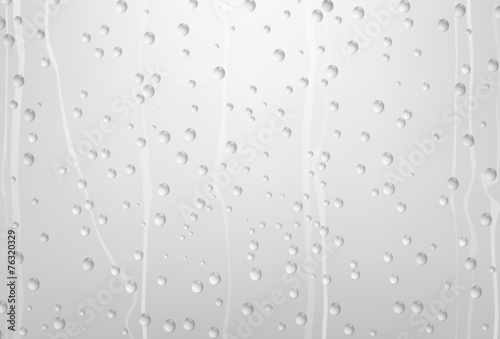 Rain Water Drops On Glass with Gray Background