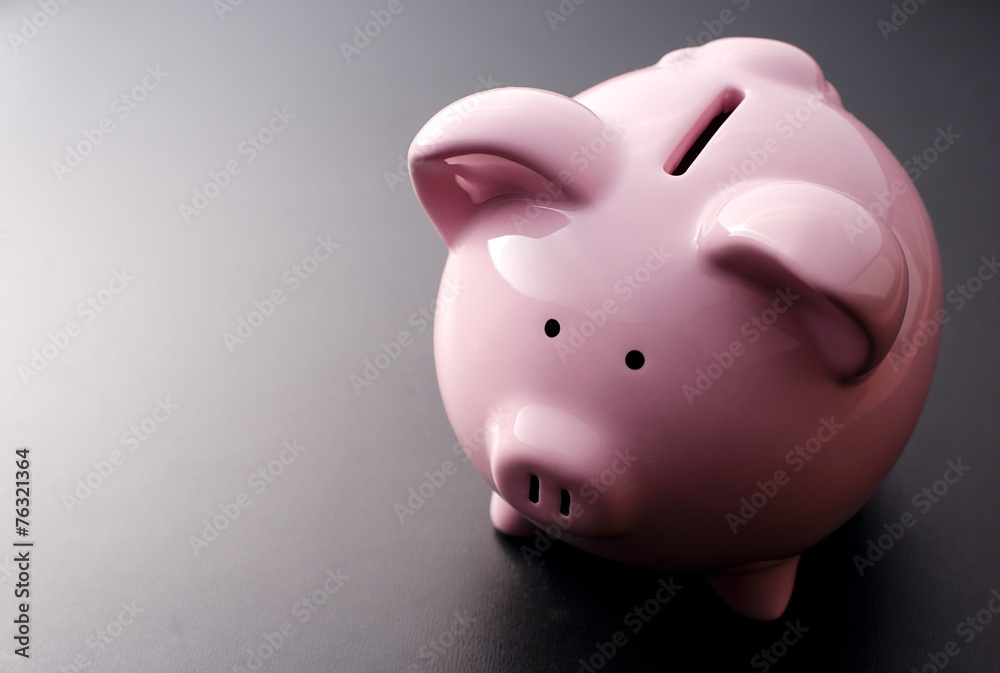 Pink pig moneybox closeup
