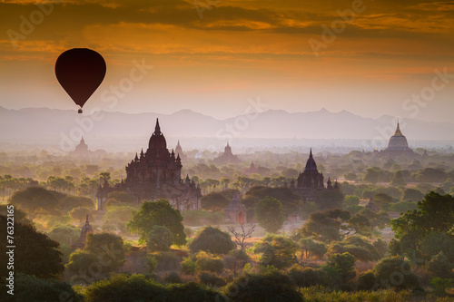 Hot air Balloon over Pagoda Fields