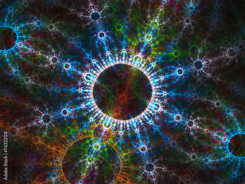 Abstract fractal background with  interconnected rings and patte