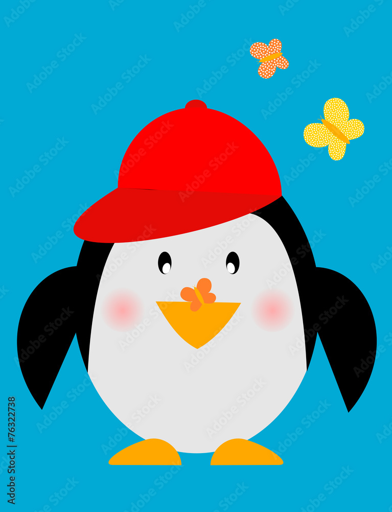 Fototapeta premium Pinguino e farfalle