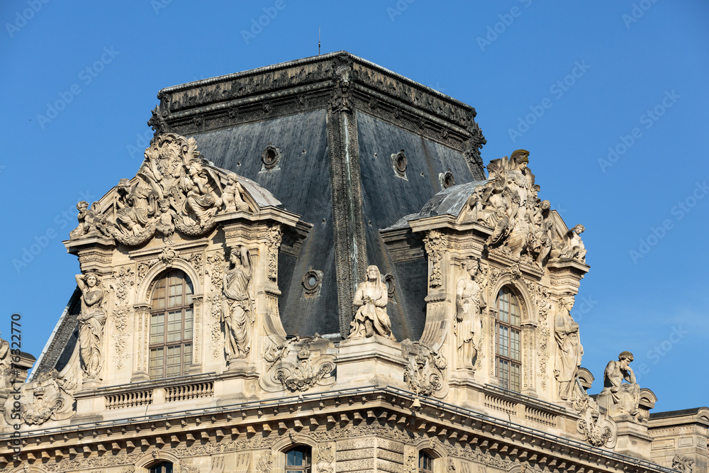 Paris -  Architectural fragments of Louvre building