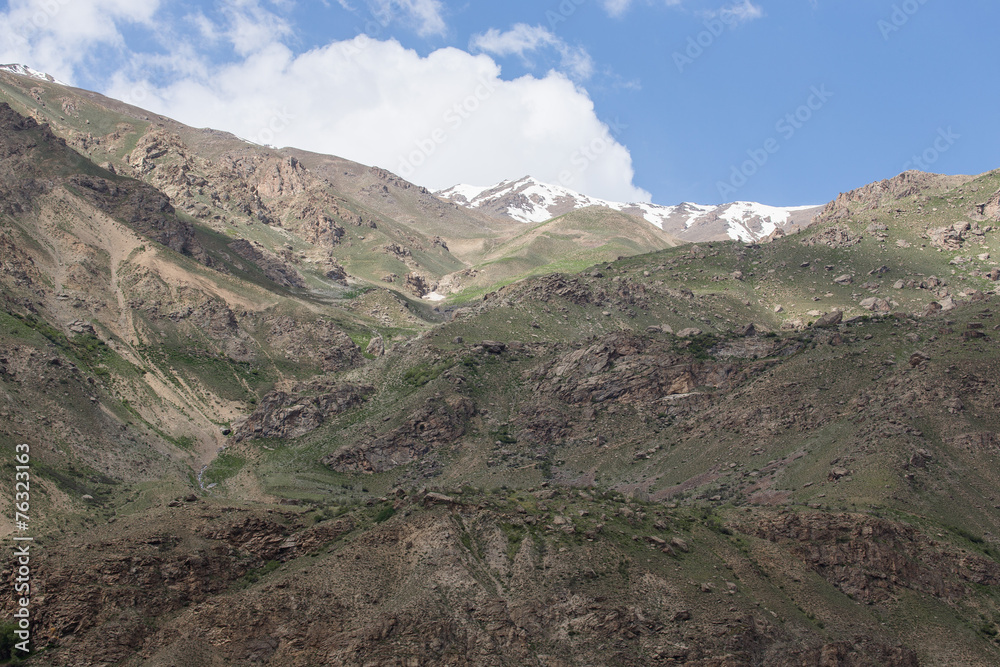 Mountains and clouds. Spring. Tajikistan