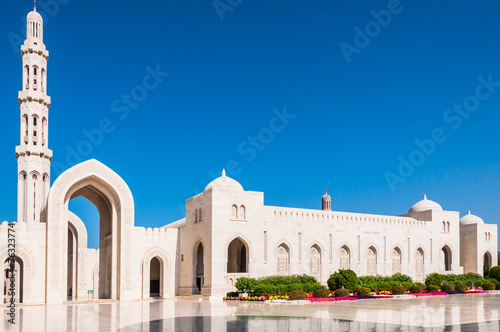 View of courtyard of Sultan Qaboos Mosque, Muscat,Oman photo