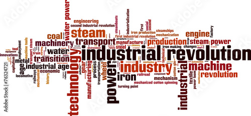 Industrial revolution word cloud concept. Vector illustration