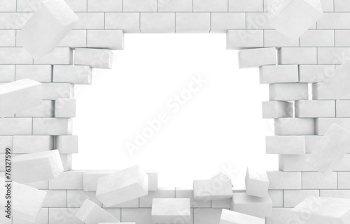 Wall of broken brick