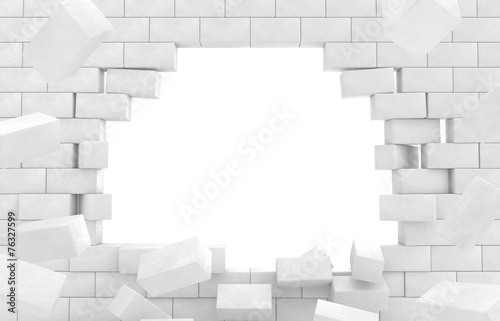 Fototapeta Naklejka Na Ścianę i Meble -  Wall of broken brick