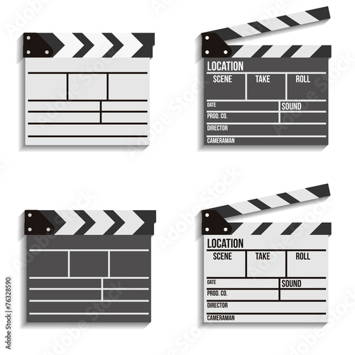 Cinema clapboard vector icons