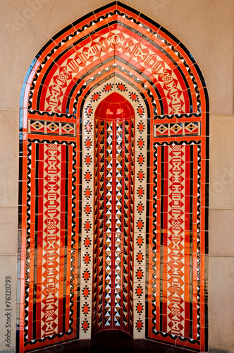 Red Islamic architecture, Muscat, Oman photo